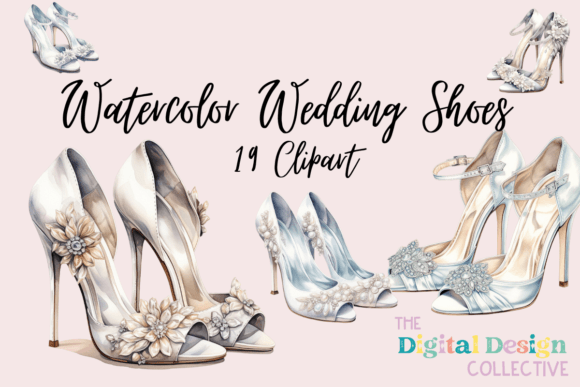 Download Watercolor Wedding Shoes Clipart - Shoes Collection