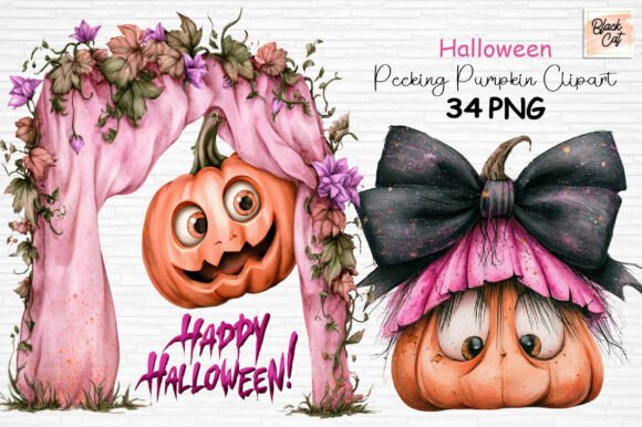 Download Halloween Peeking Pumpkin Clipart PNG - Premium Resources