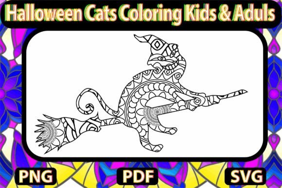 Download Halloween Cats Coloring Kids &amp; Adult - Cat Collection