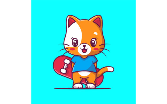 Download Cute Cat with Skateboard Vector - Boar Collection