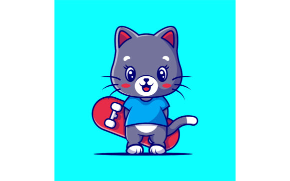 Download Cute Cat with Skateboard Vector - Boar Collection
