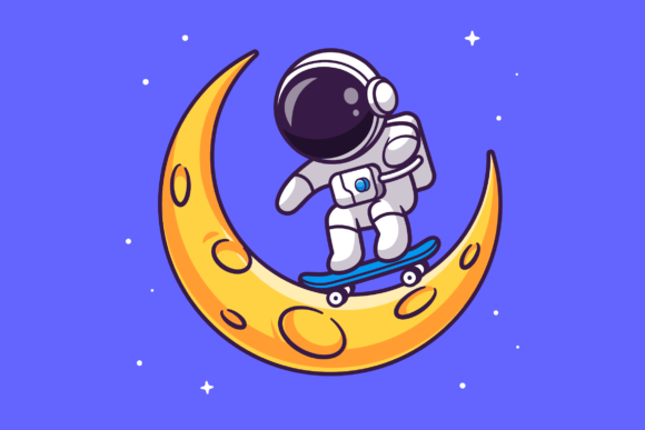 Download Cute Astronaut Playing Skateboard - Boar Collection