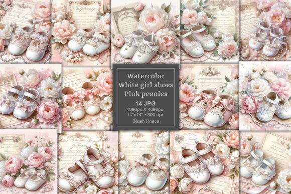 Download Watercolor White Girl Baby Shoes Clipart - White Collection