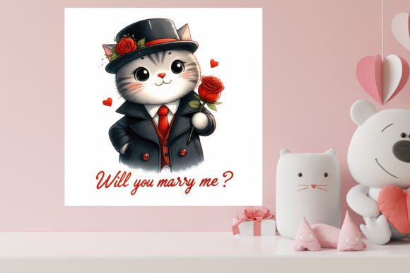 Download Valentines Cute Cat Illustration - Cat Collection