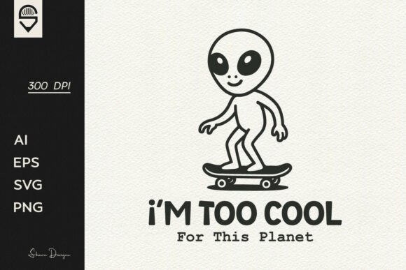 Download Cool Alien Skateboarder Illustration - Boar Collection