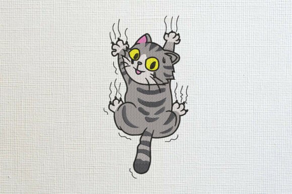 Download Funny Clinging Cat Embroidery Design - Cat Collection
