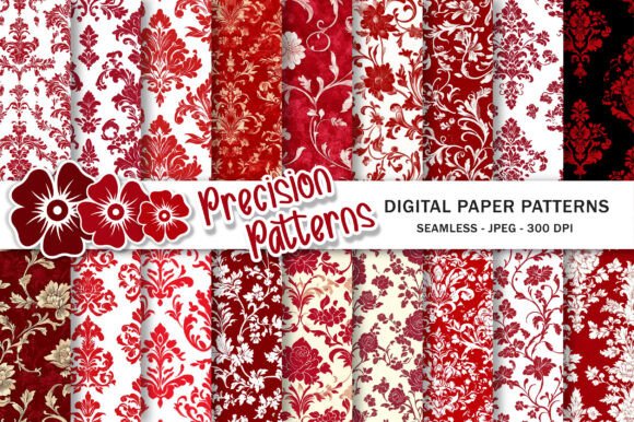 Download Red and White Floral Damask Scrapbooking - White Collection