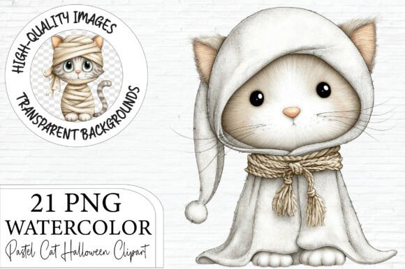 Download Pastel Halloween Cat Clipart Bundle - Cat Collection