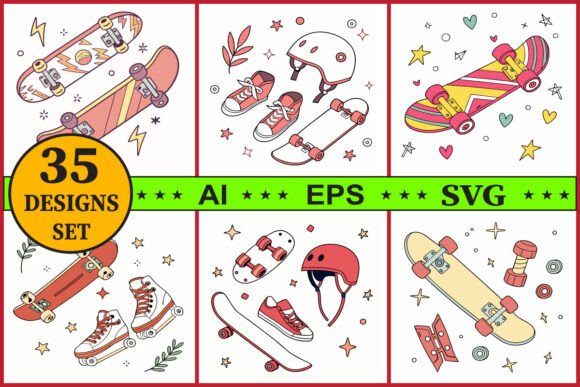 Download Skateboard Vector Clipart Bundle Set - Boar Collection