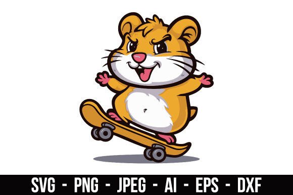 Download Charming Hamster on a Skateboard SVG - Boar Collection