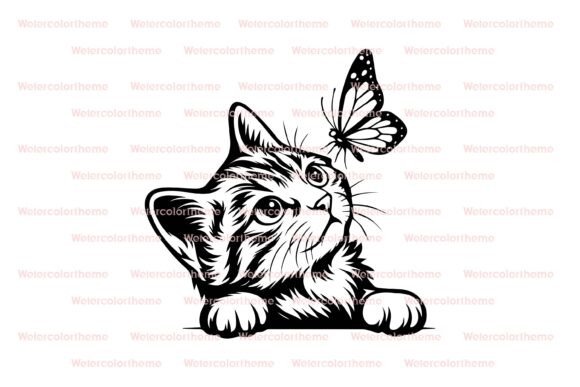 Download Cat with Butterfly Svg,cute Cat Svg - Cat Collection