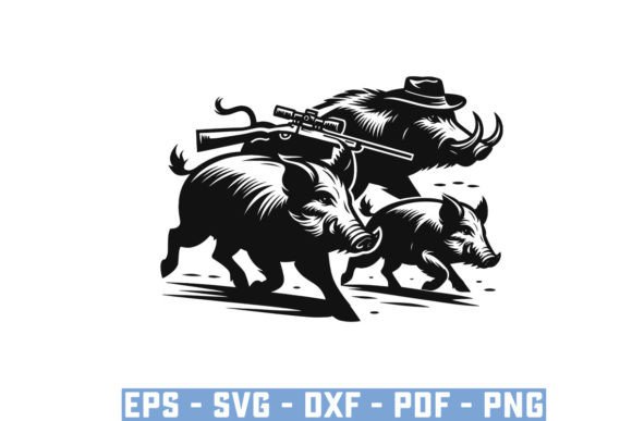 Download Wild Boar Hunter Pig Silhouette Bundle - Premium Resources