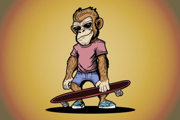 Download Ape Monkey Chimp with Skateboard Vector - Boar Collection