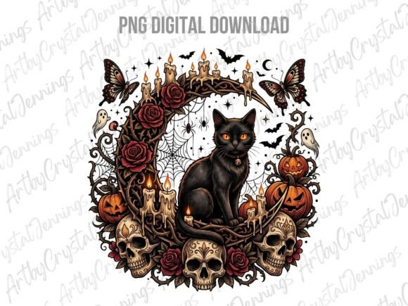 Download Spooky Gothic Black Cat Halloween PNG - Cat Collection