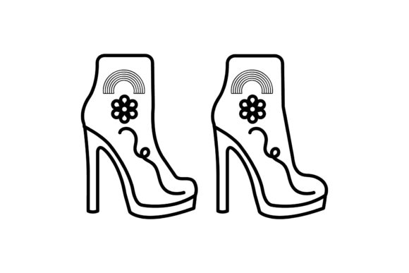 Download Rainbow Icon Girl Shoes Black Line Art - Shoes Collection